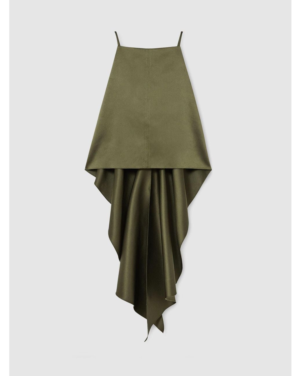 Reiss Green Satin Structured Drape-Back Top