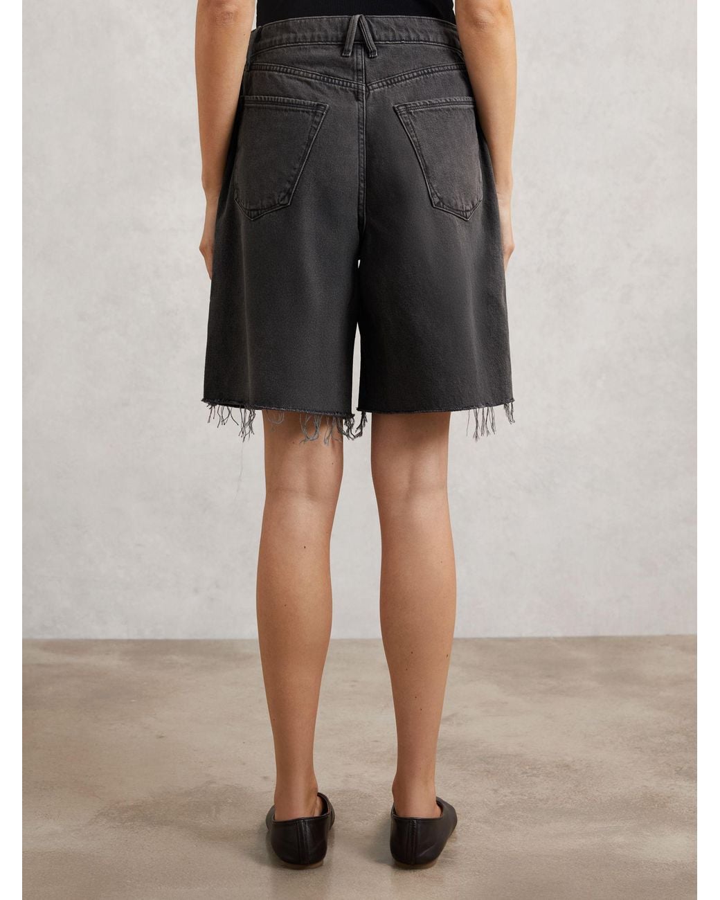 GOOD AMERICAN Black American Denim Barrel Shorts