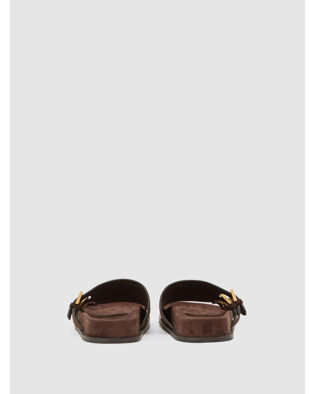 Reiss Brown Lauren - Chocolate Suede Buckle-strap Slip-on Sandals, Us 8 (uk 6)