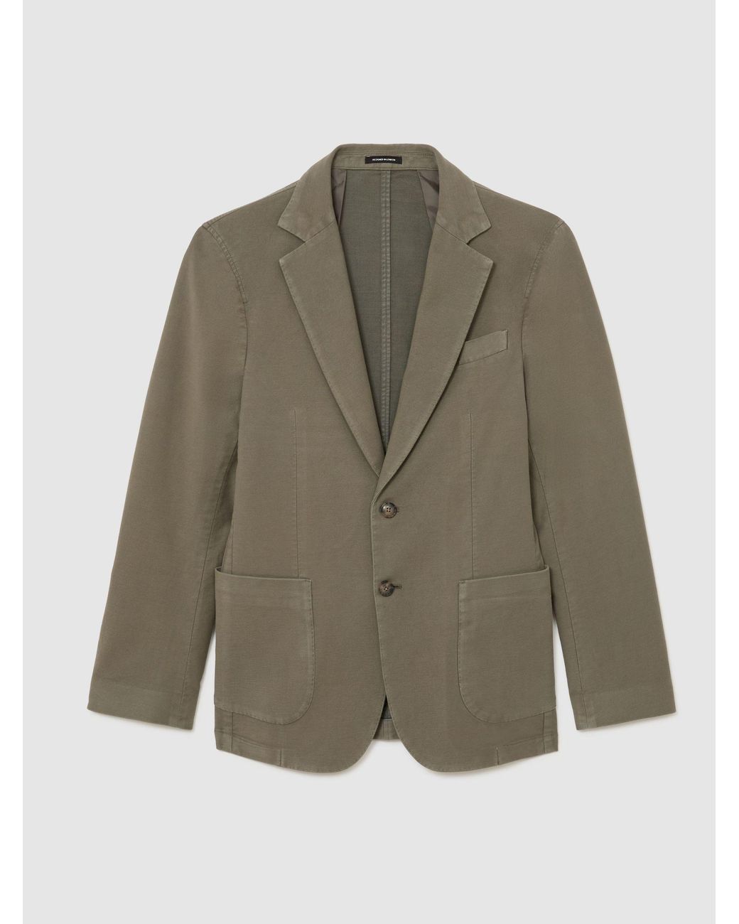 Reiss Green Garment-Dyed Piqué Single-Breasted Suit Blazer Tailored-Fit for men