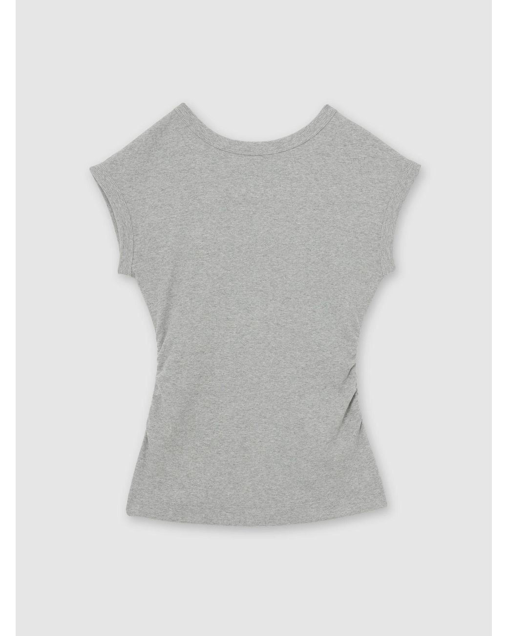 Reiss Natural Serena - Grey Marl Stretch-cotton Scoop-back Top, Us 6