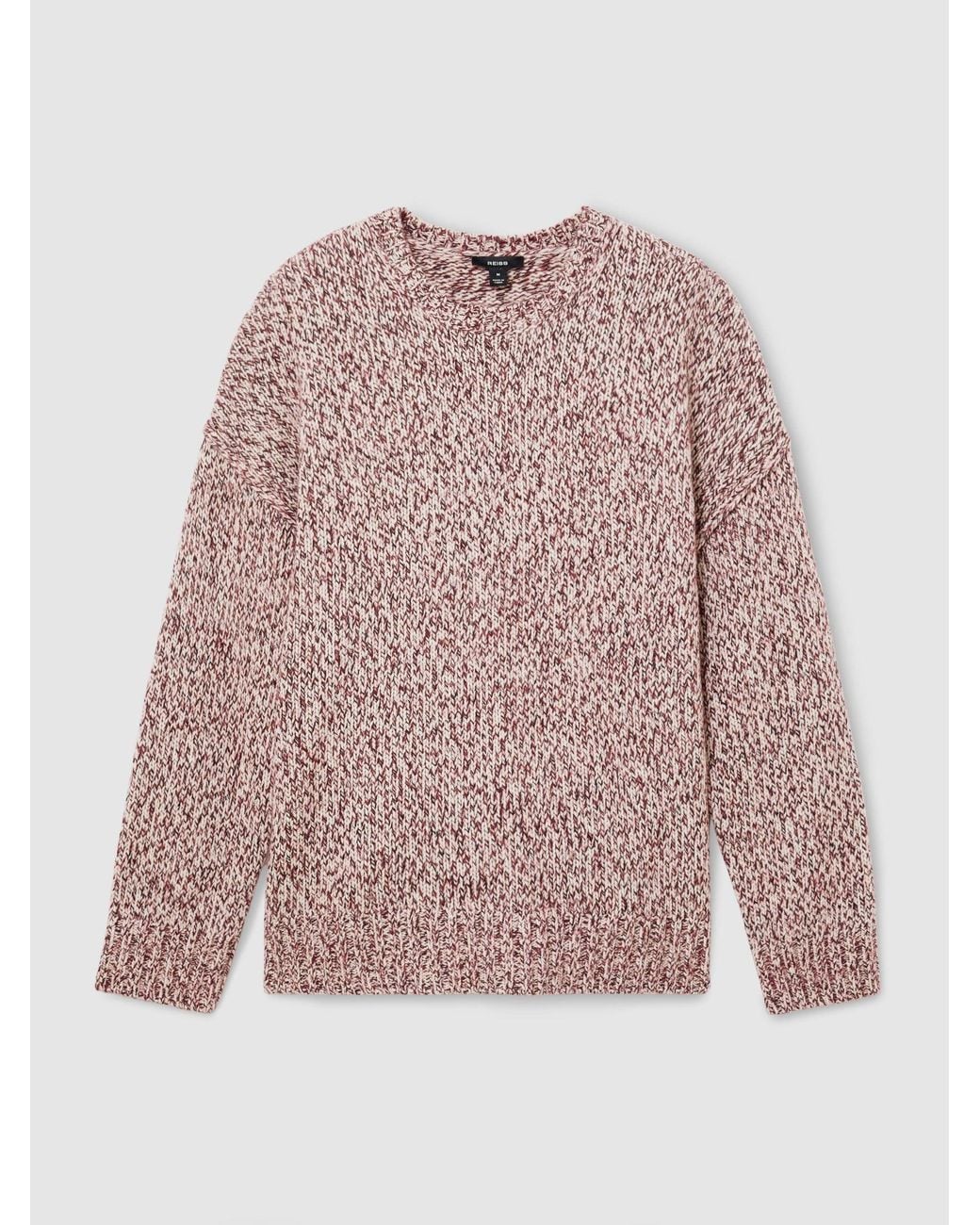 Reiss Pink Wool-Blend Speckled-Knit Crew-Neck Jumper for men