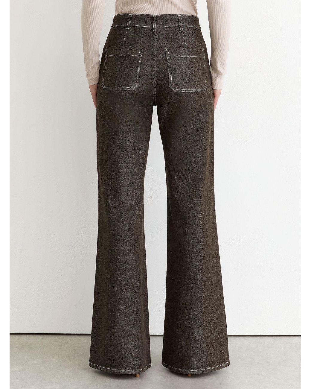 Reiss Blue Patch-Pocket Flared Jeans