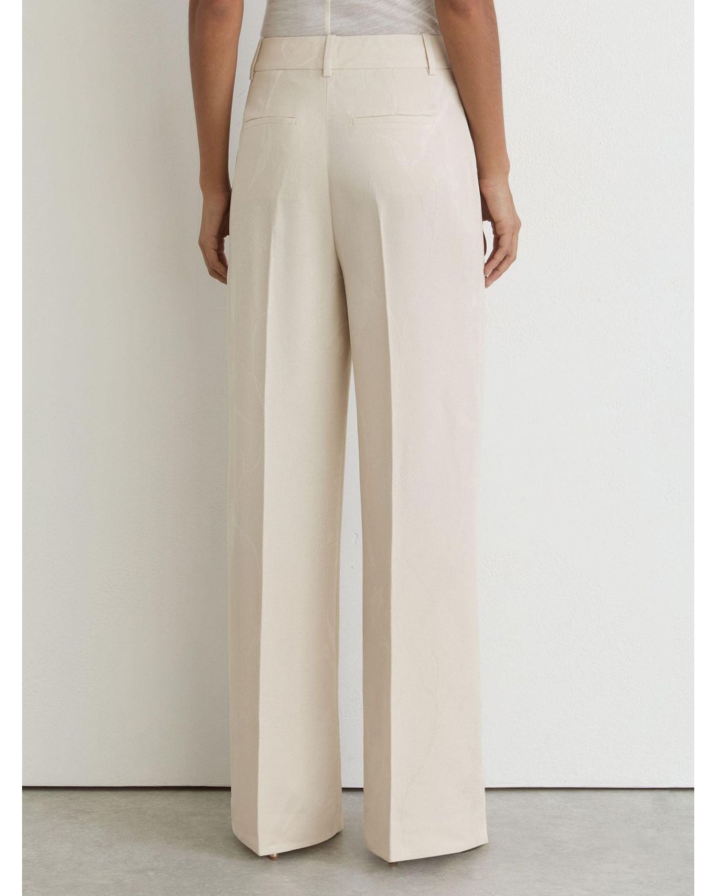 Reiss Natural Petite Jacquard Wide-Leg Suit Trousers
