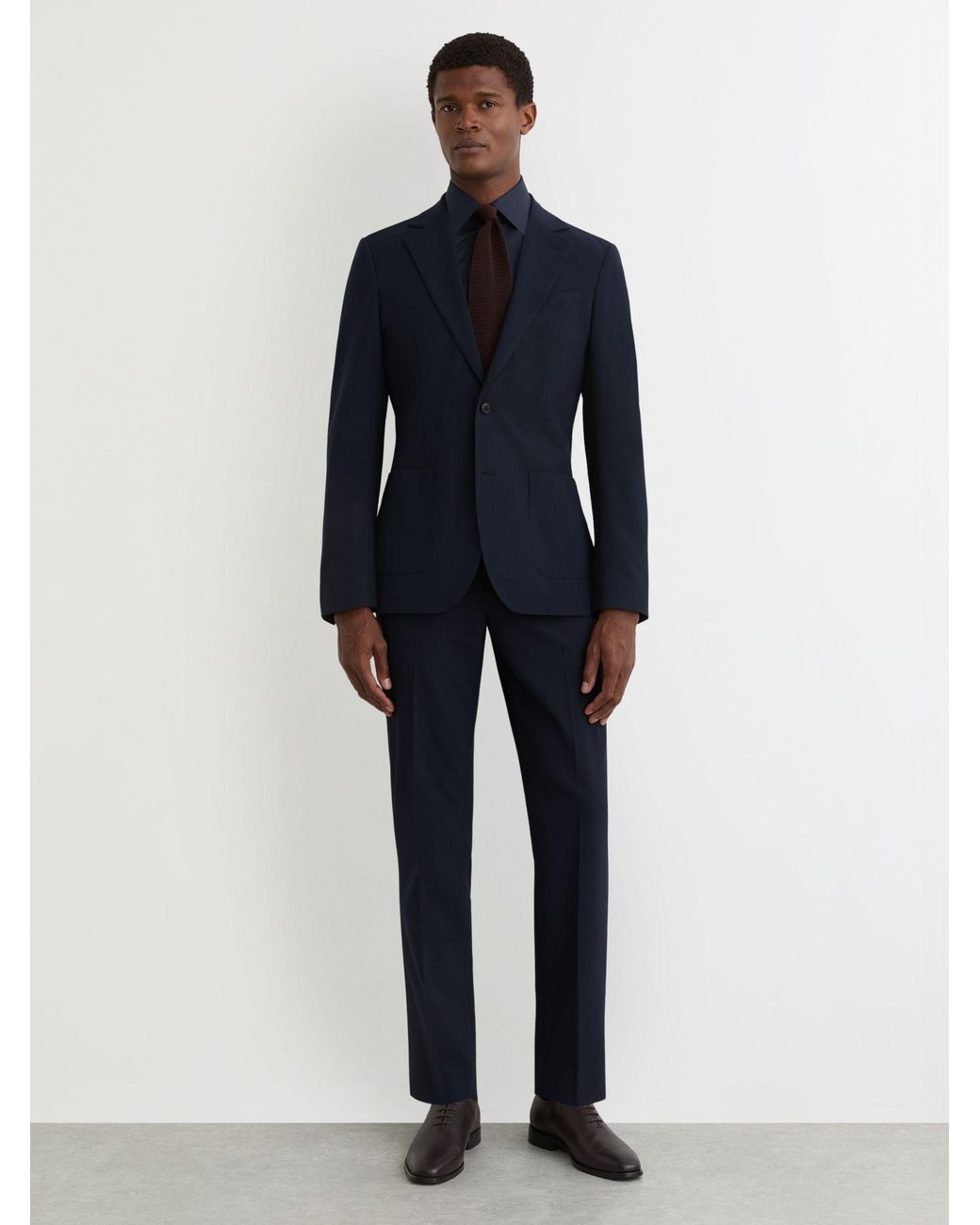 Reiss Blue Vega - Navy Stretch-cotton Concealed-placket Shirt Slim-fit, 15.5 for men