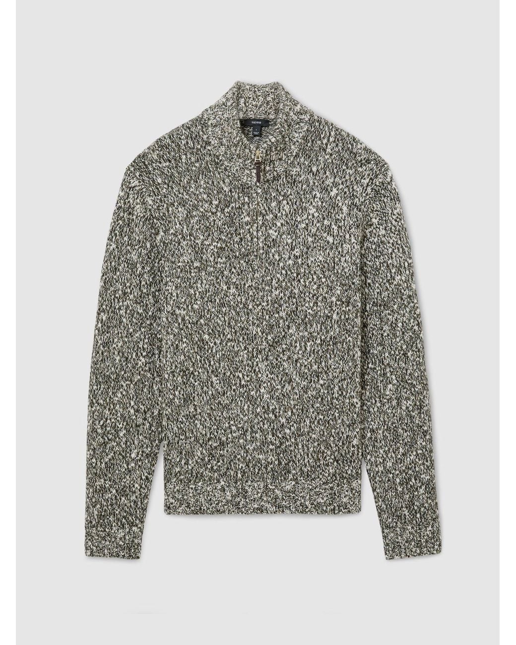 Reiss Gray Cotton And Wool Speckled Knit Jumper for men