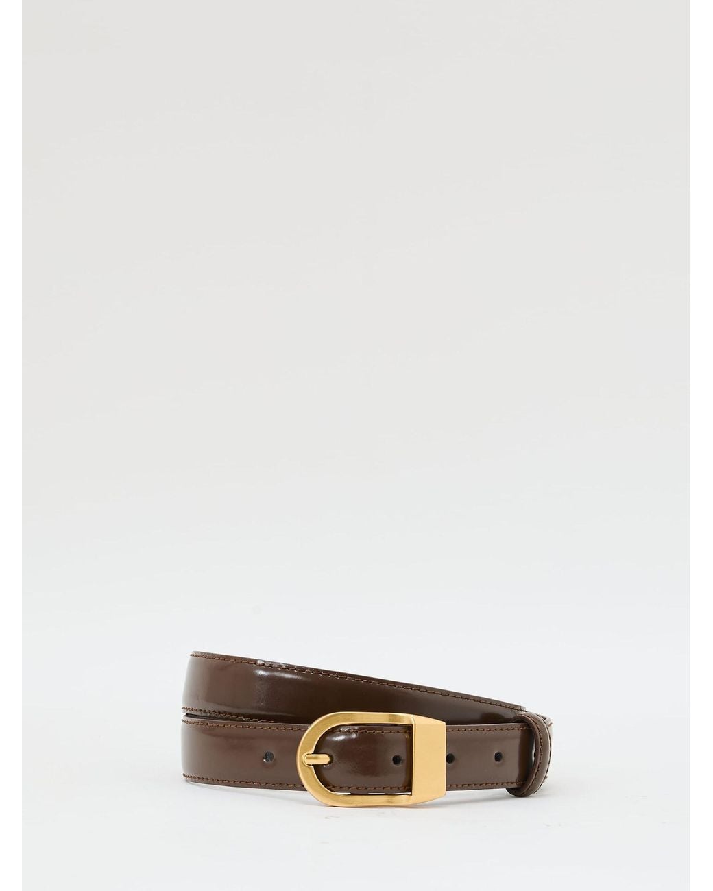 Reiss Brown Hazel - Chocolate Leather Curved-buckle Belt, Medium