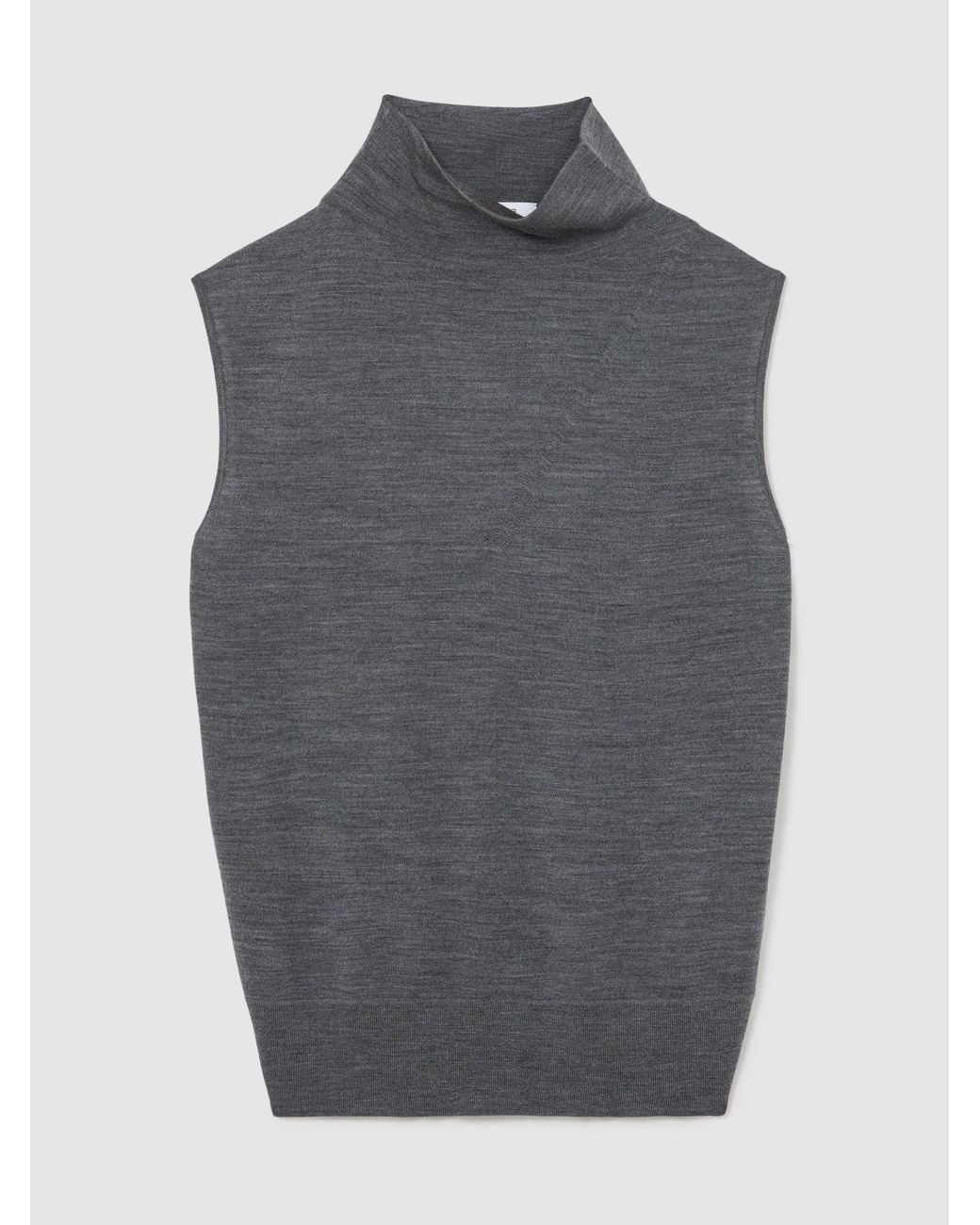 Reiss Multicolor Honey - Dark Charcoal Grey Ultra-soft Merino Wool Funnel-neck Vest, Xl (us 16-18)