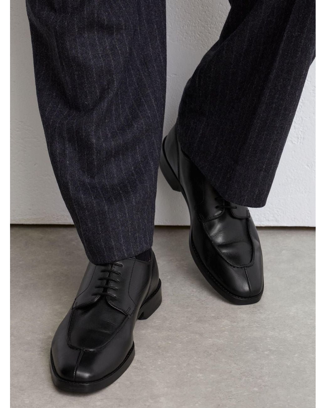 Reiss Blue Leather Split-Toe Derby Shoes for men