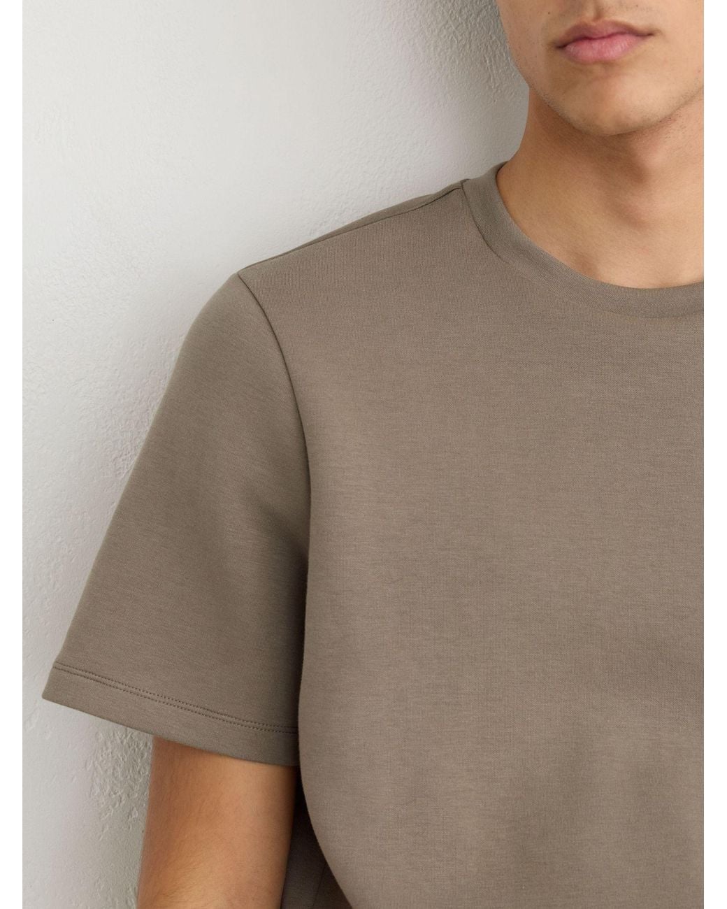 Reiss Gray Sueded Interlock Jersey Modern-Fit T-Shirt for men