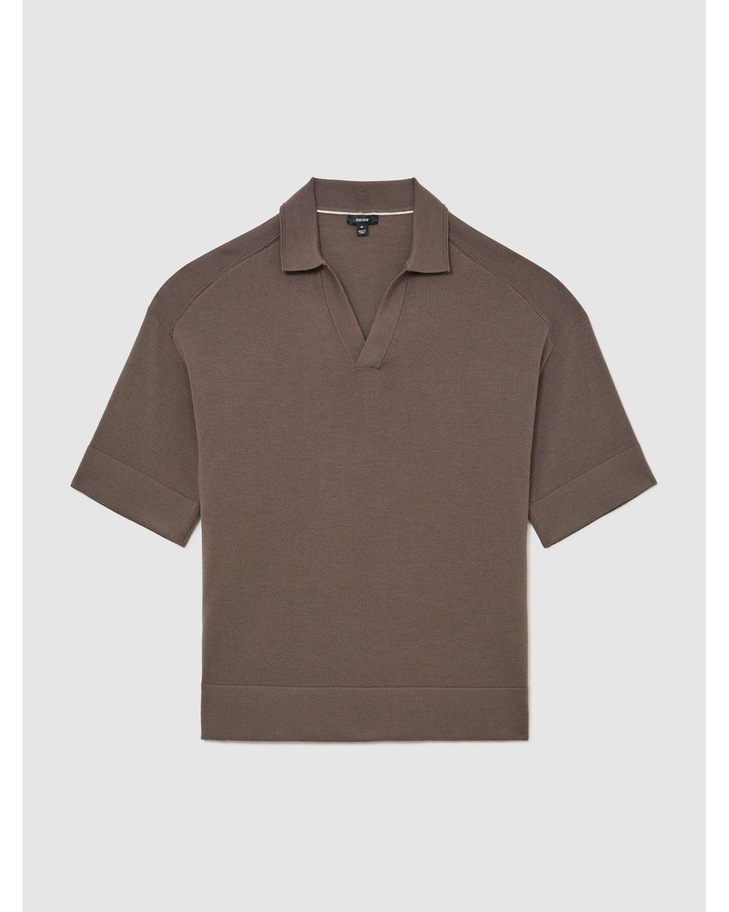 Reiss Brown Merino Wool Relaxed Polo Jumper for men