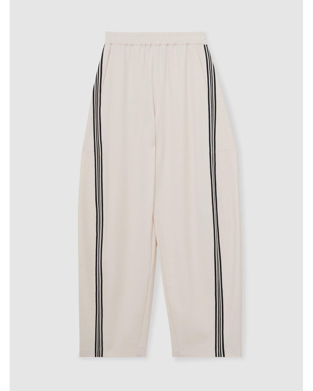 Reiss Natural Barrel-Leg Side-Stripe Trousers