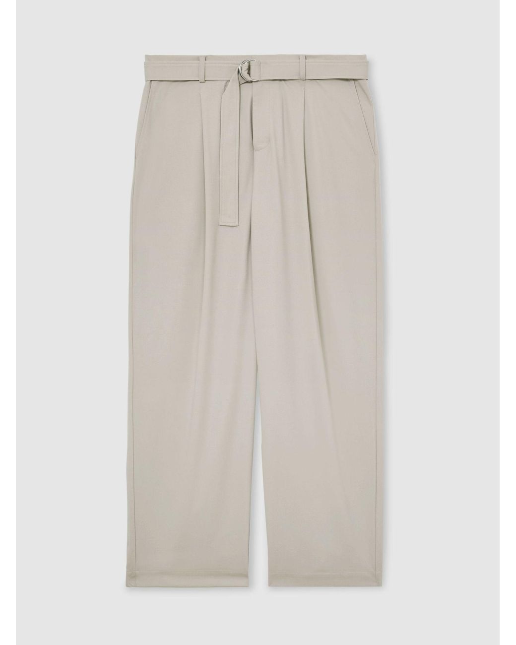 Reiss White Belted Relaxed-Fit Pleated Trousers for men