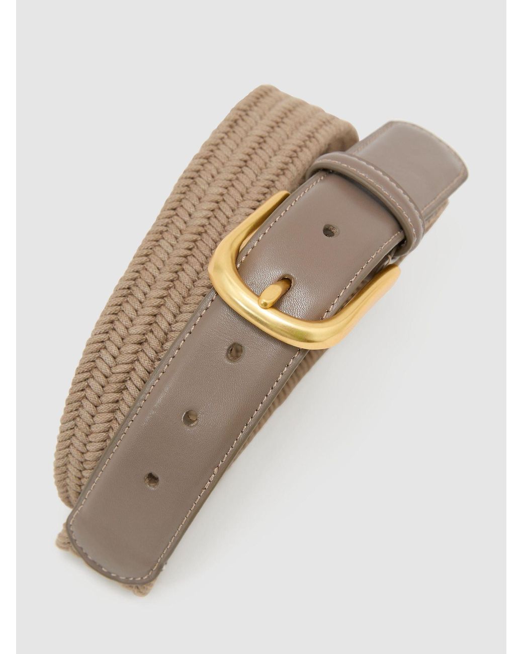 Reiss Natural Leather Woven Mix Belt