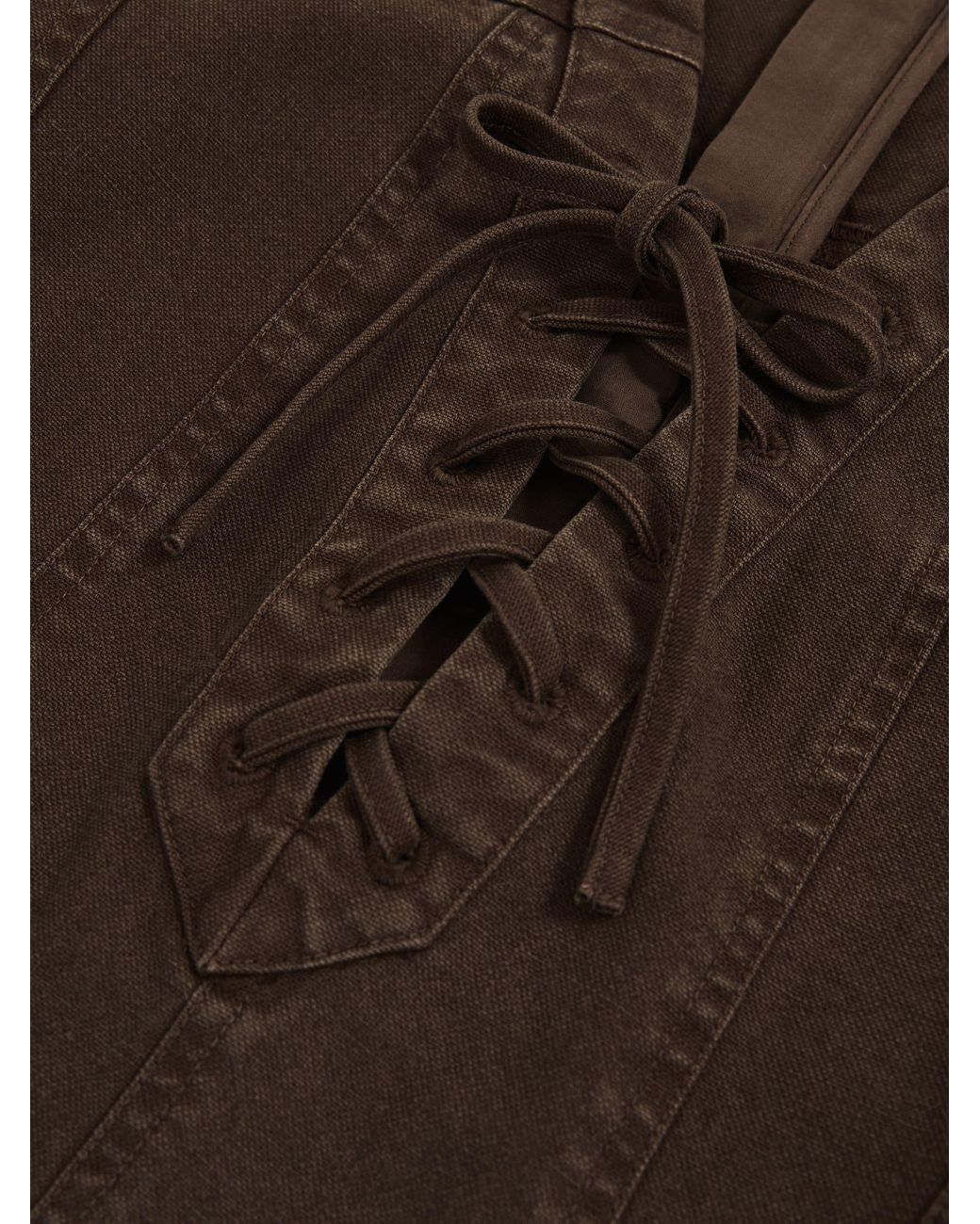 Reiss Natural Tia - Chocolate Lace Up Denim Shirt Dress, Us 6