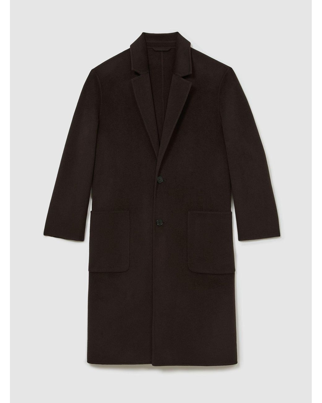 Reiss Black Wool-Blend Blindseam Relaxed-Fit Coat for men