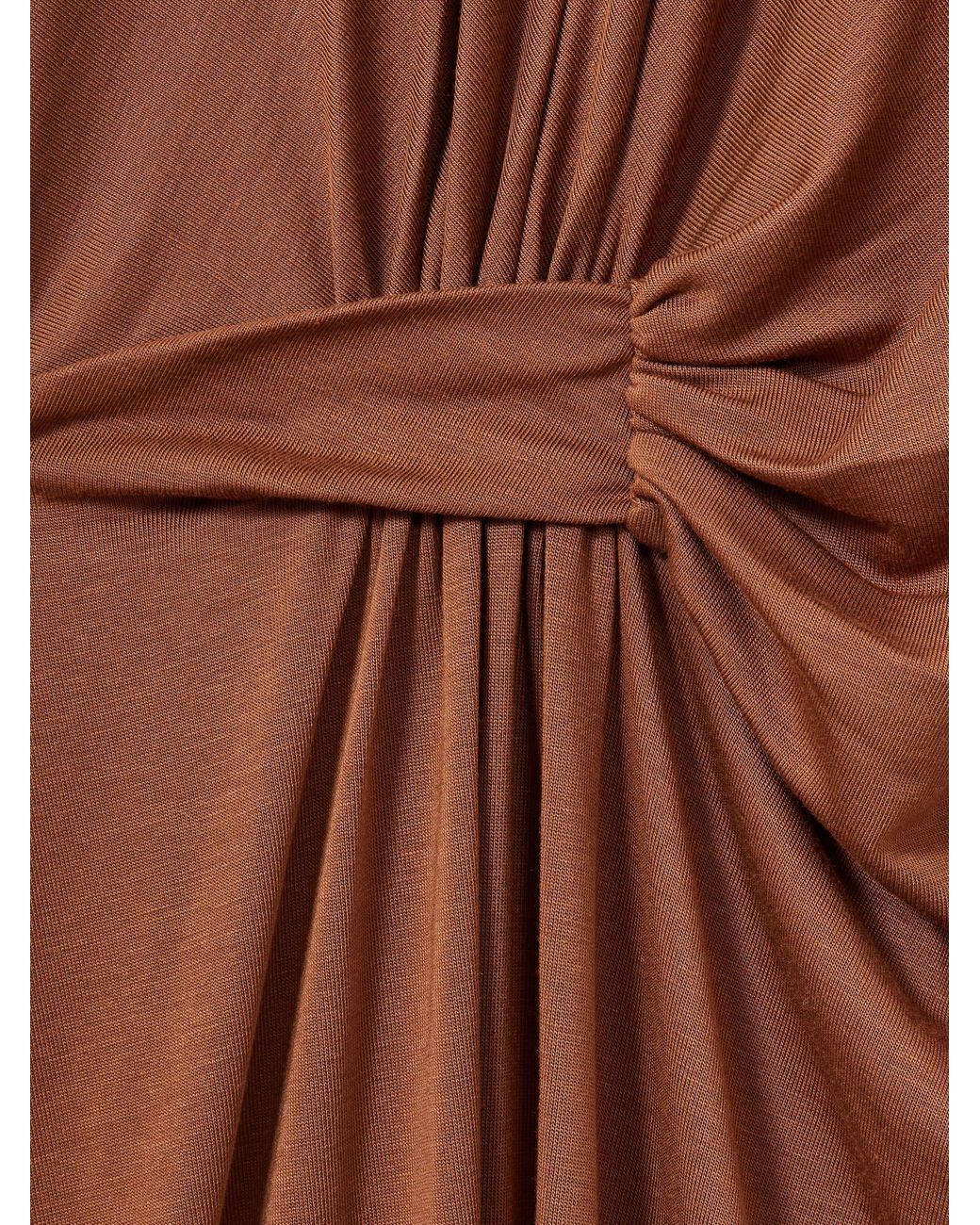 Reiss Natural Petite Draped Jersey Midi Dress