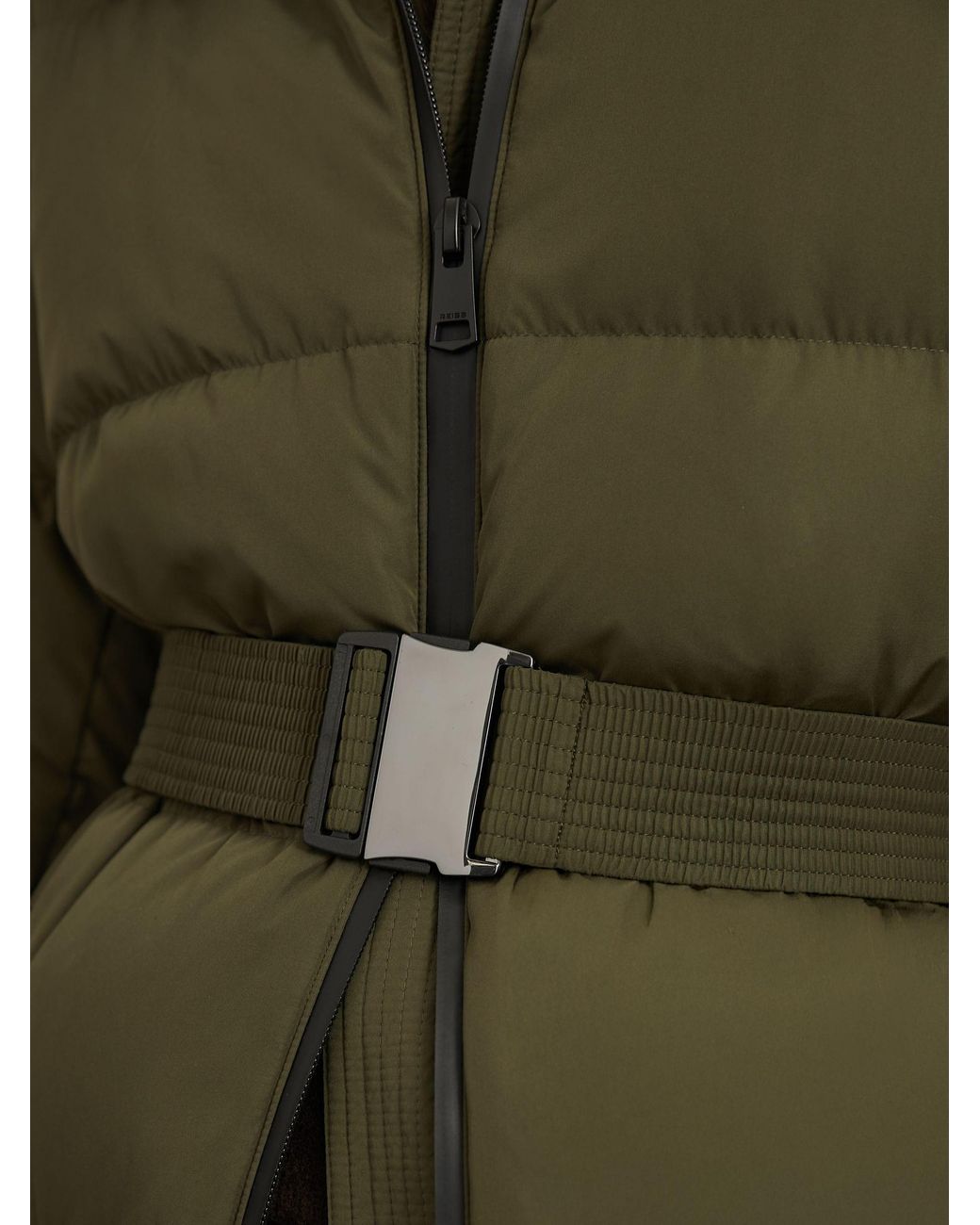 Reiss Natural Petite Belted Longline Hooded Puffer Coat