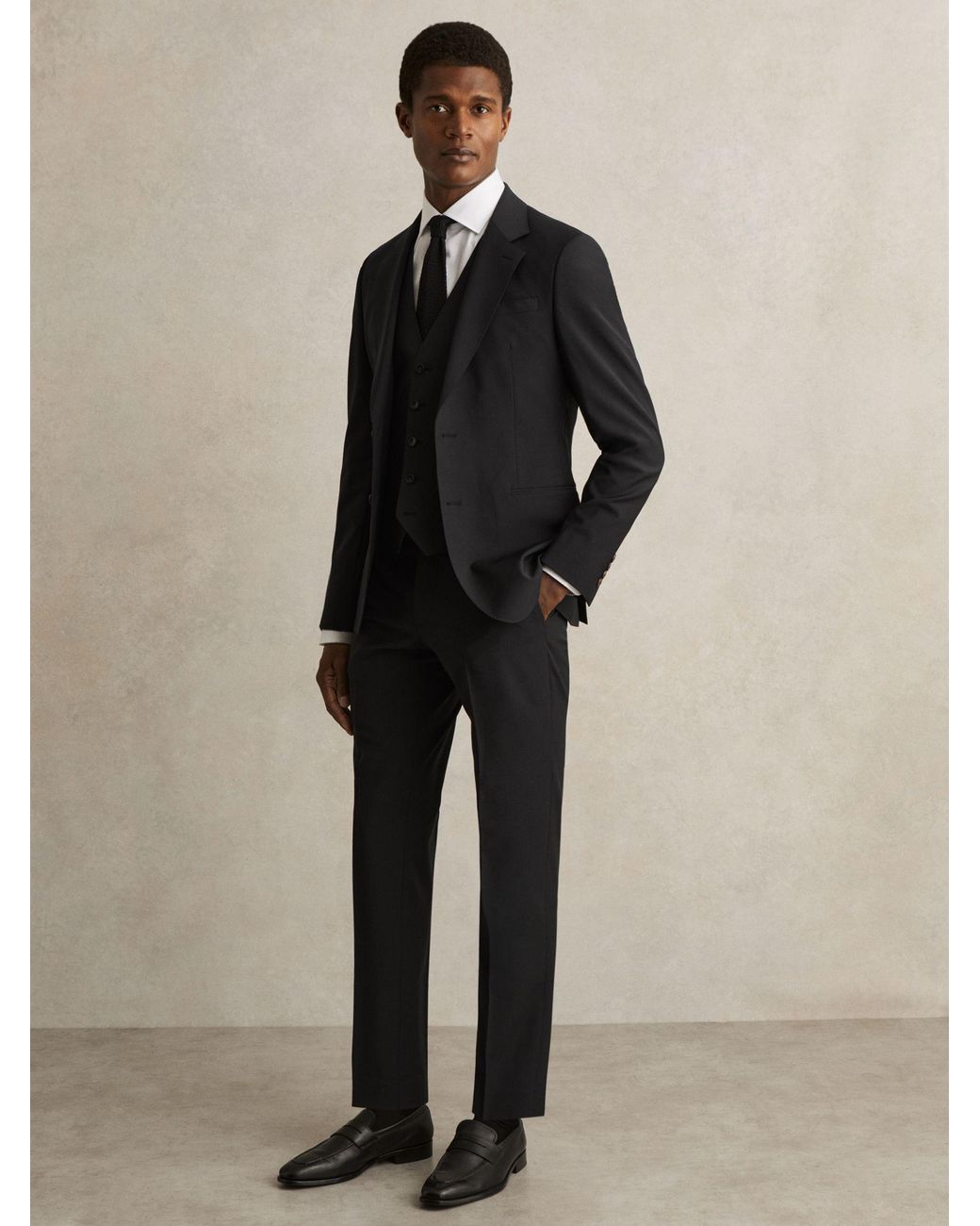 Reiss Promise - Black Wool-blend Tailored-fit Waistcoat, Us 44 Regular for men