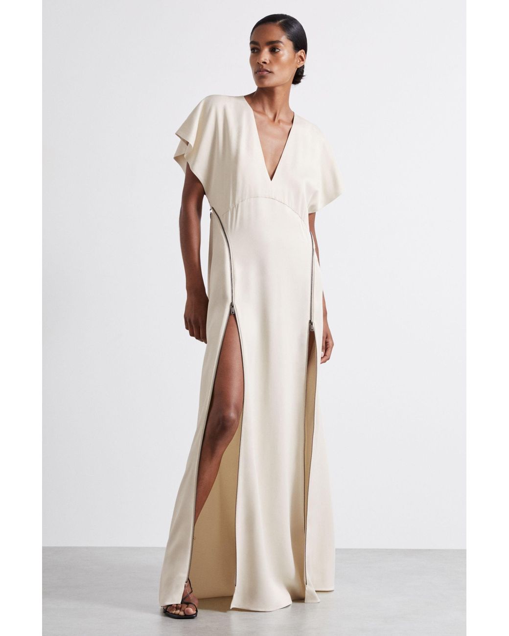 【海外限定】REISSドレス☆Atelier Drape Jersey Maxi Dress REISS Atelier Gathered Crepe-Jersey Maxi Dress in Green