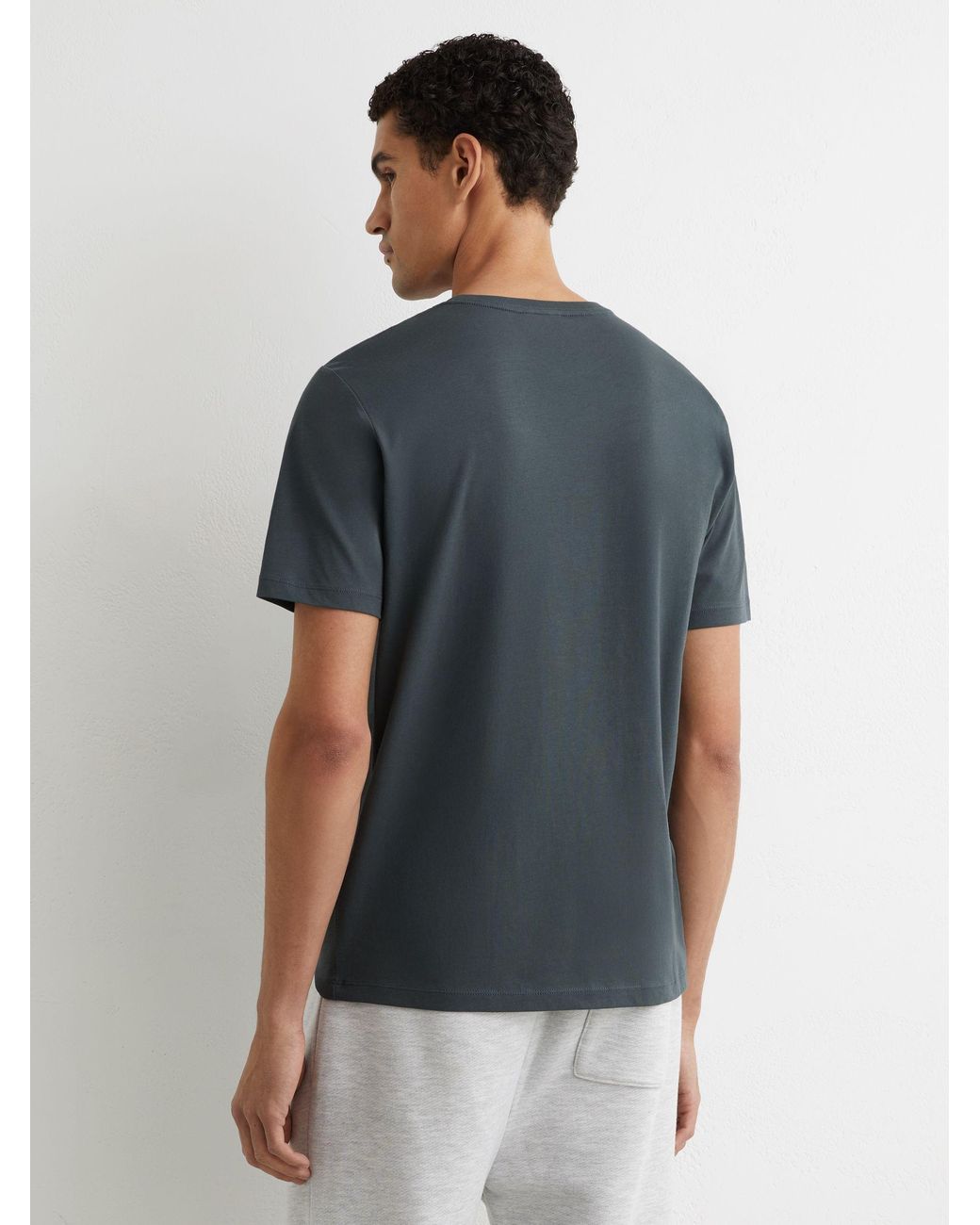 Reiss Gray Cotton Crew-Neck T-Shirt for men