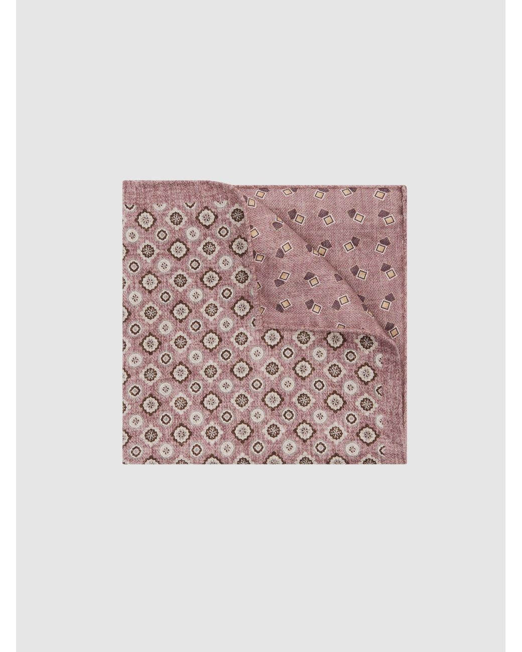 Reiss Florin - Soft Pink Silk Floral Medallion-print Pocket Square, One for men
