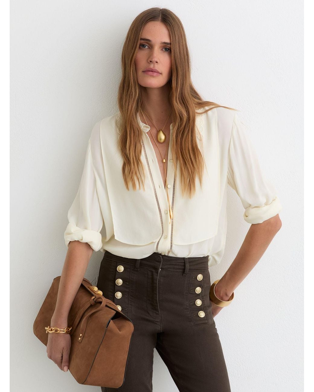 Reiss Multicolor Button-Detail High-Rise Flared Jeans