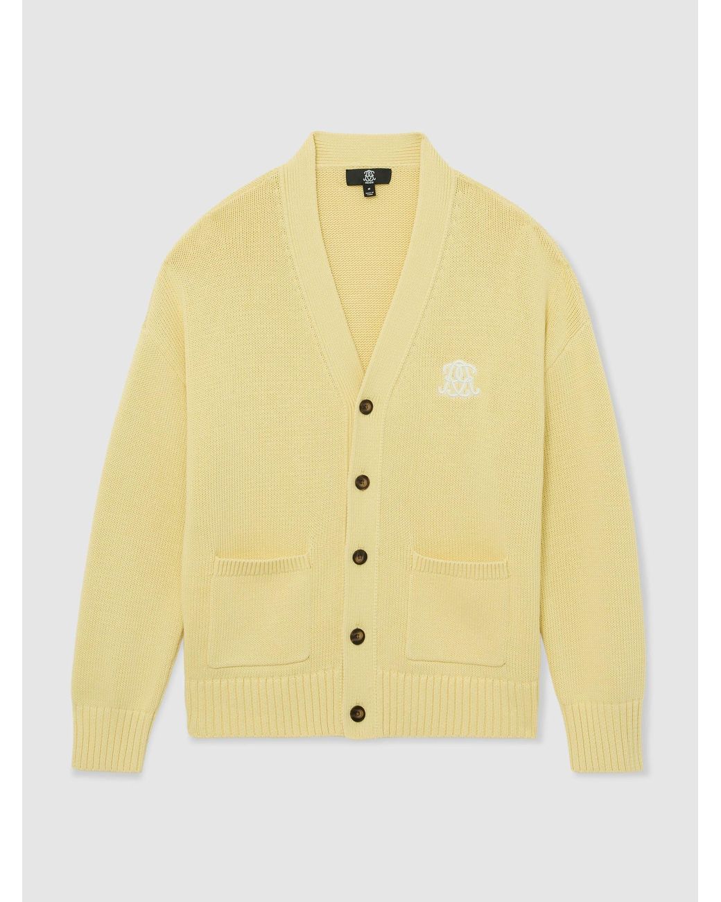 Reiss Natural Monogram-Embroidered Relaxed Cardigan for men