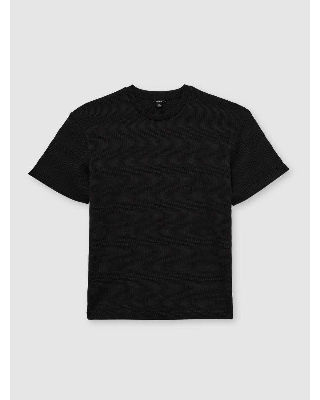 Reiss Black Textured-Wave Relaxed-Fit T-Shirt for men