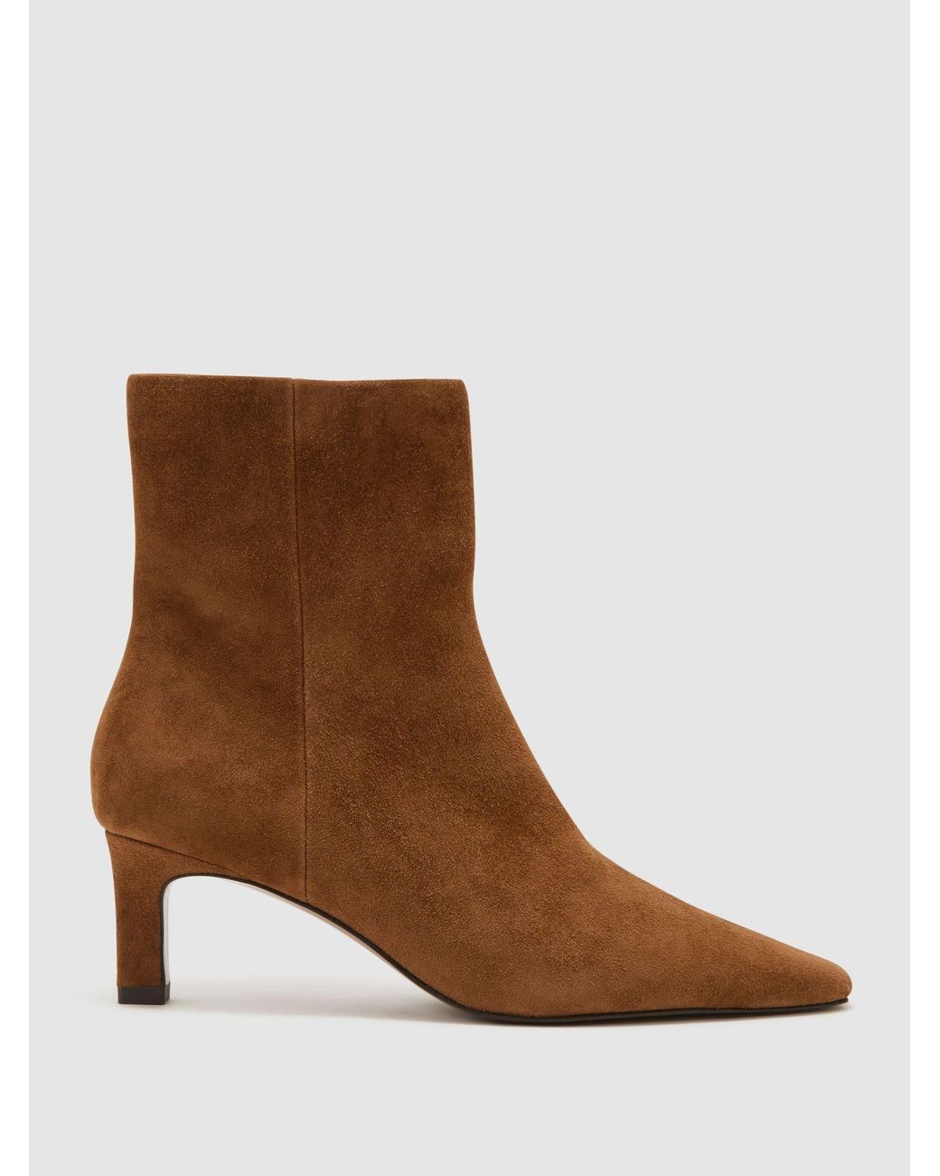 Reiss Natural Suede Chisel-Toe Low-Heel Ankle Boots