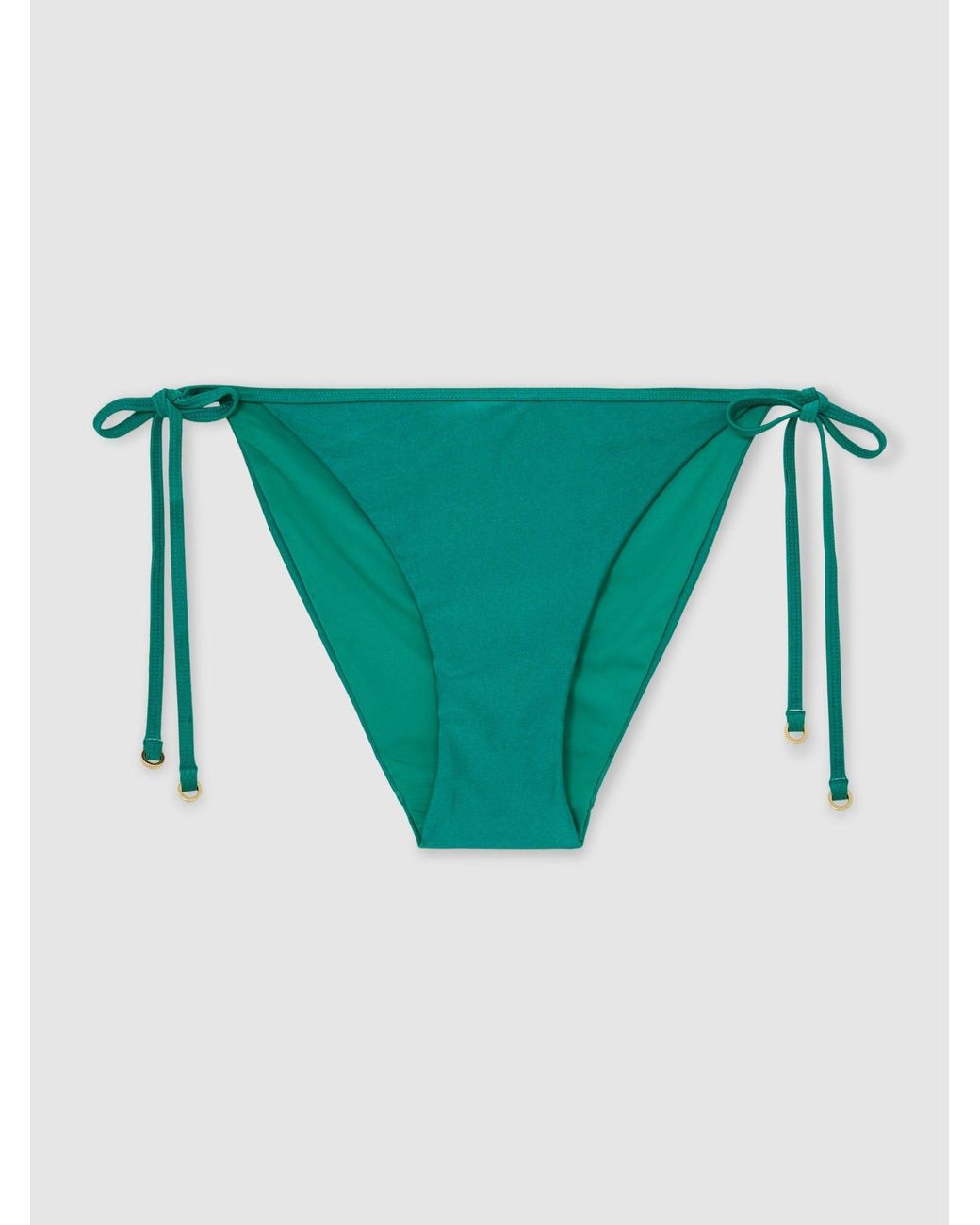 Reiss Green Shimmer Side-Tie Bikini Bottoms