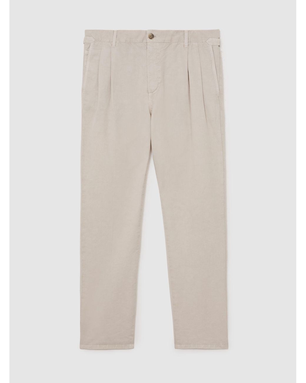 Reiss Natural Cotton-Linen Side-Adjuster Tapered Trousers for men
