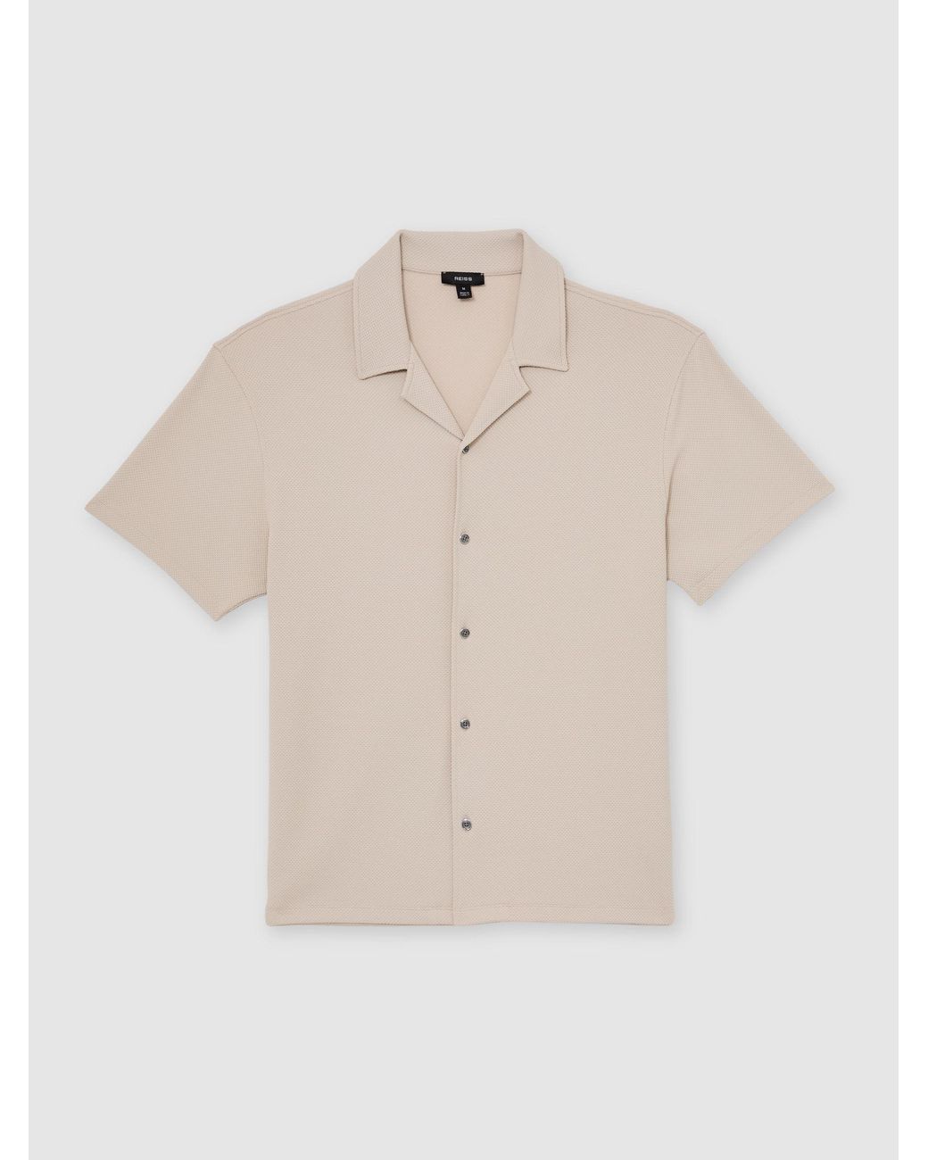 Reiss Natural Textured Cuban-Collar Shirt for men