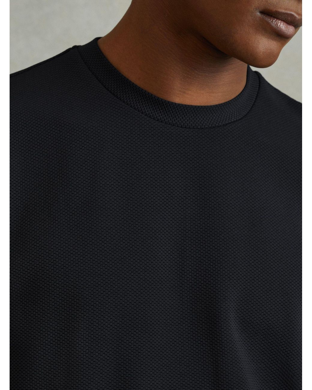 Reiss Blue Wick Textured Crew-neck T-shirt for men
