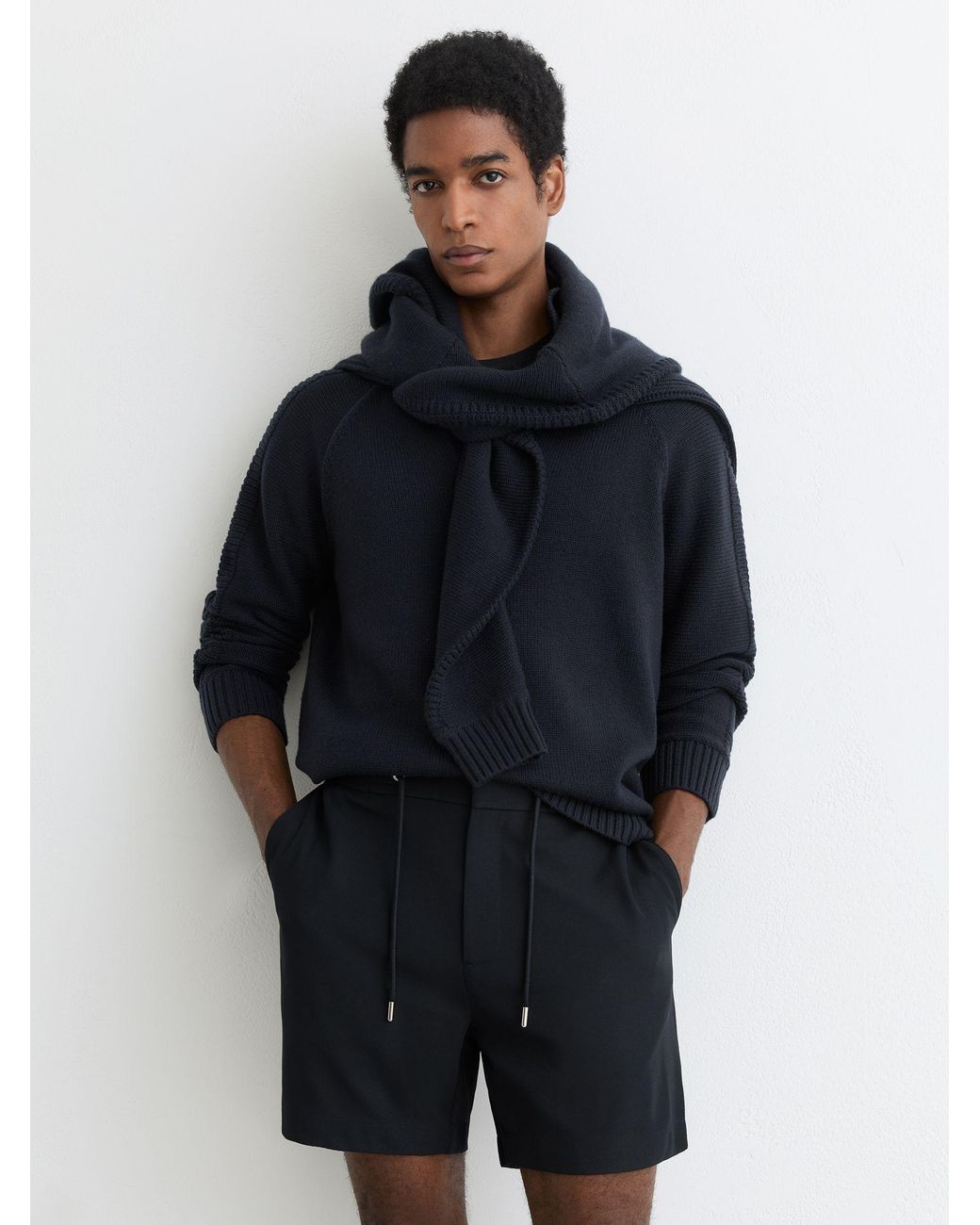Reiss Blue Textured Drawstring Shorts for men