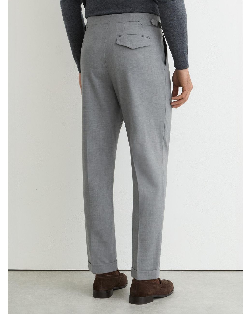 Reiss Gray Adjuster - Light Grey Promise Adjuster Tailored-fit Side-adjuster Suit Trousers Wool-blend, 32w X 31l (uk 32 R) for men