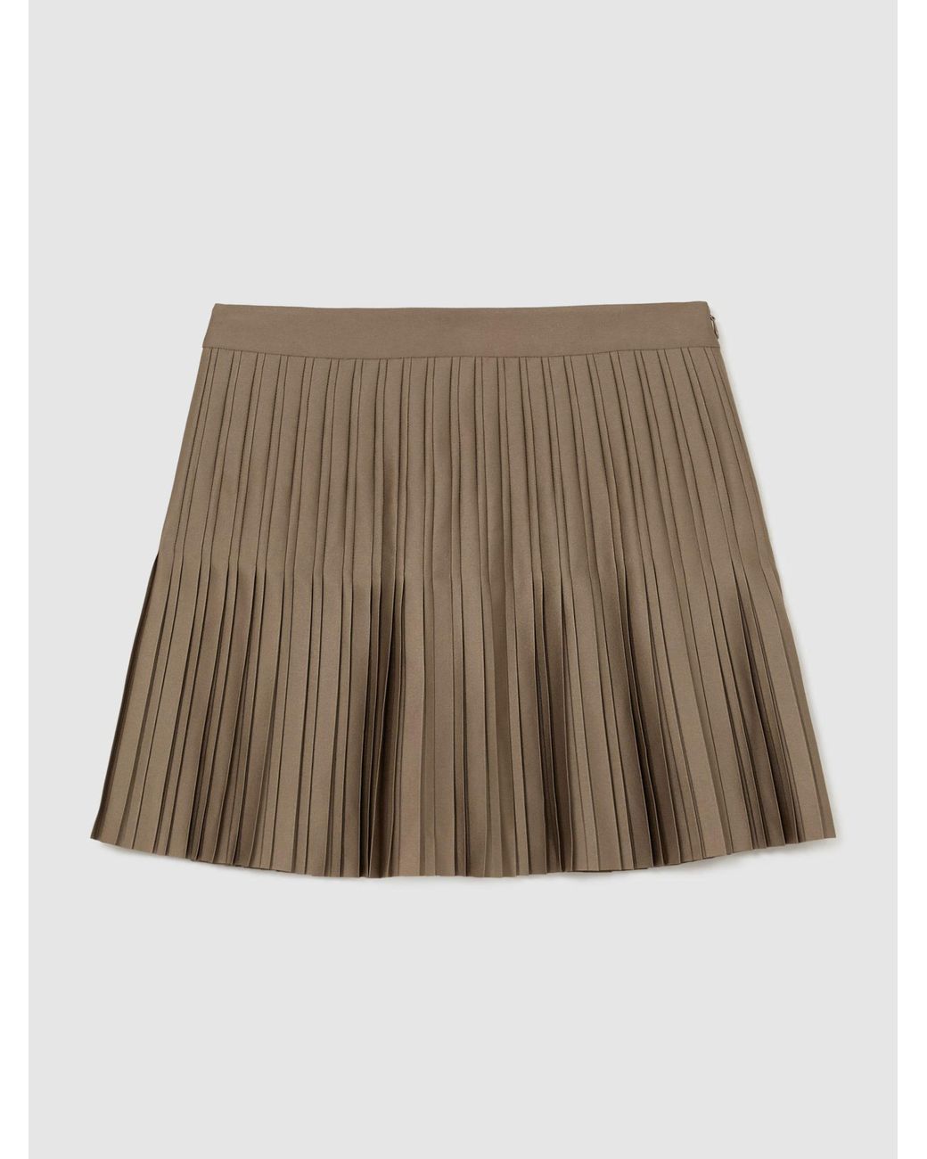 Reiss Brown Satin Pleated Mini Skirt