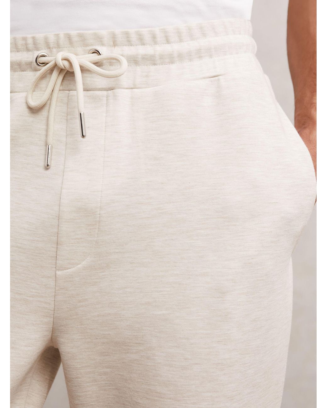 Reiss Natural Jersey Drawstring Cuffed Joggers for men