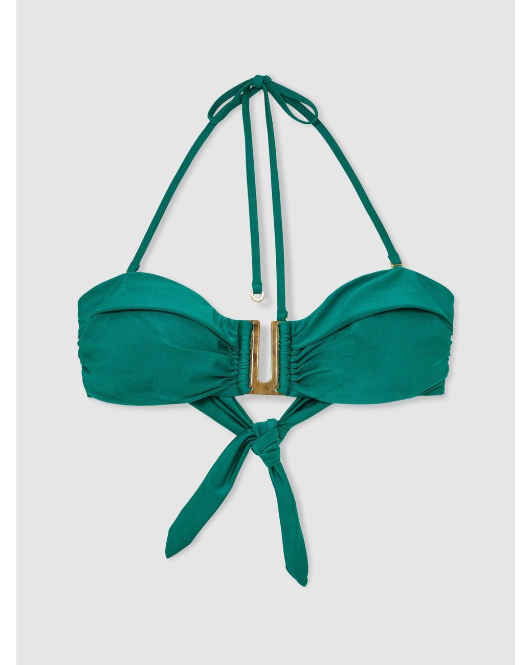 Reiss Green Removable-Strap Bandeau Bikini Top