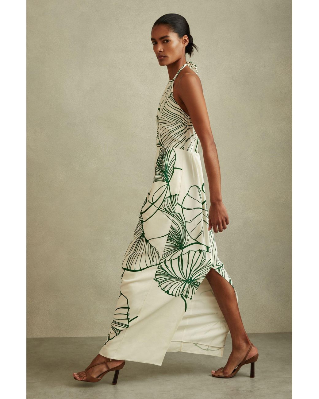 【海外限定】REISSドレス☆Green Cherene Ombre Dress Reiss Plunge Halter Neck Maxi Dress in Green | REISS