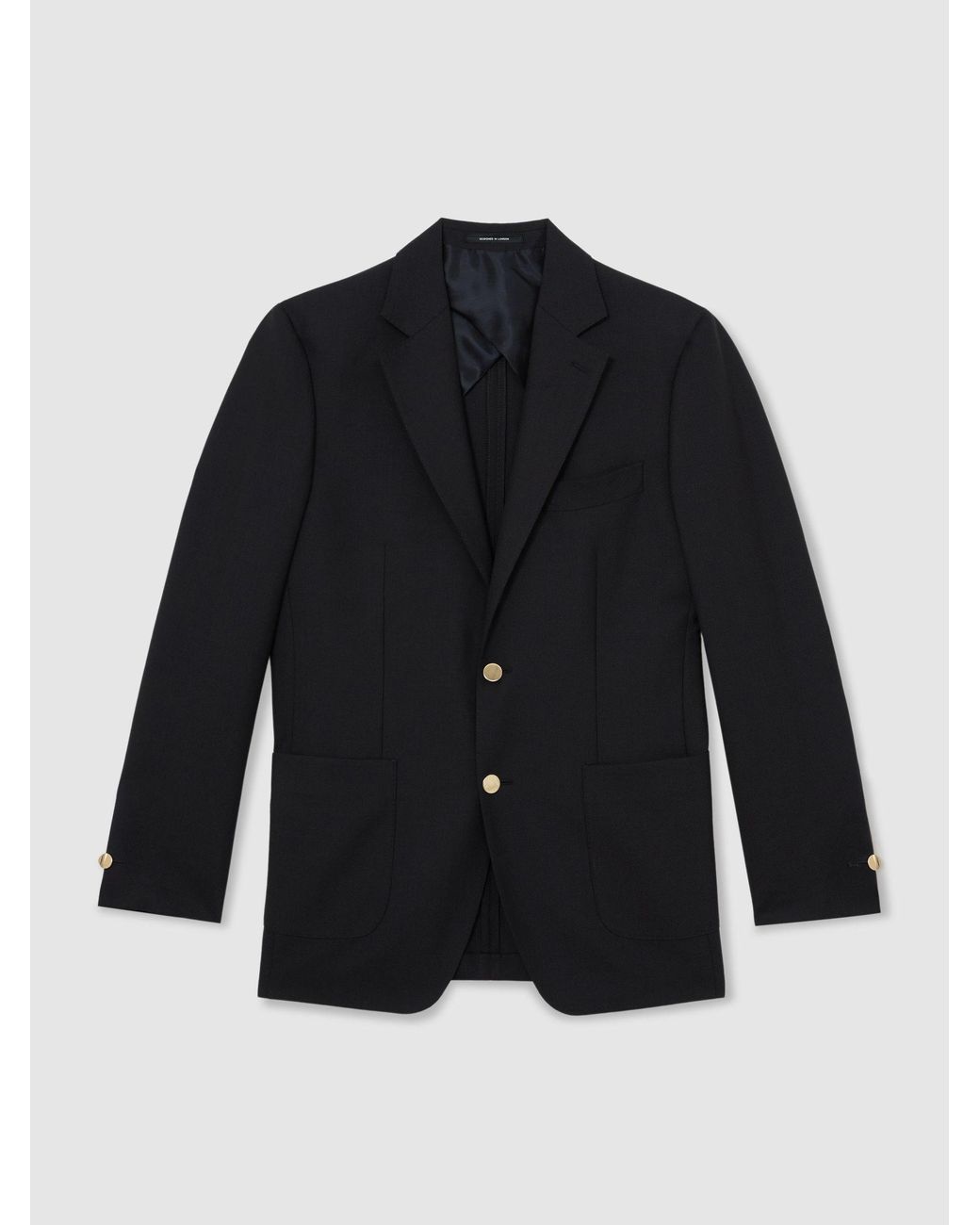 Reiss Blue Captain Hopsack Single-Breasted Classic-Fit Blazer With Wool for men