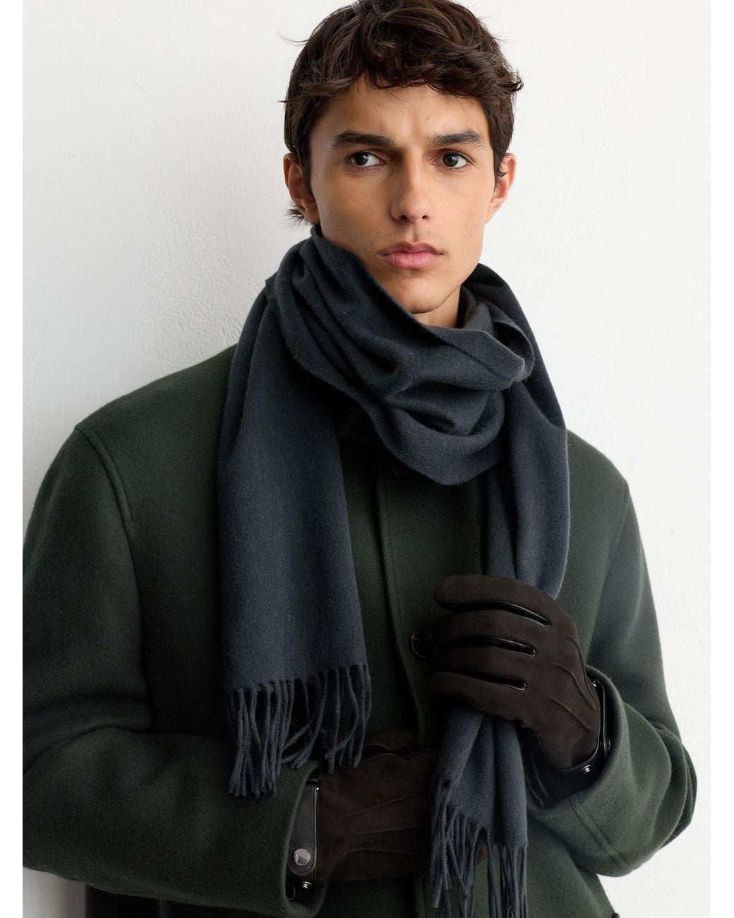 Reiss Black Grady - Charcoal Suede And Leather Driving Gloves, S for men