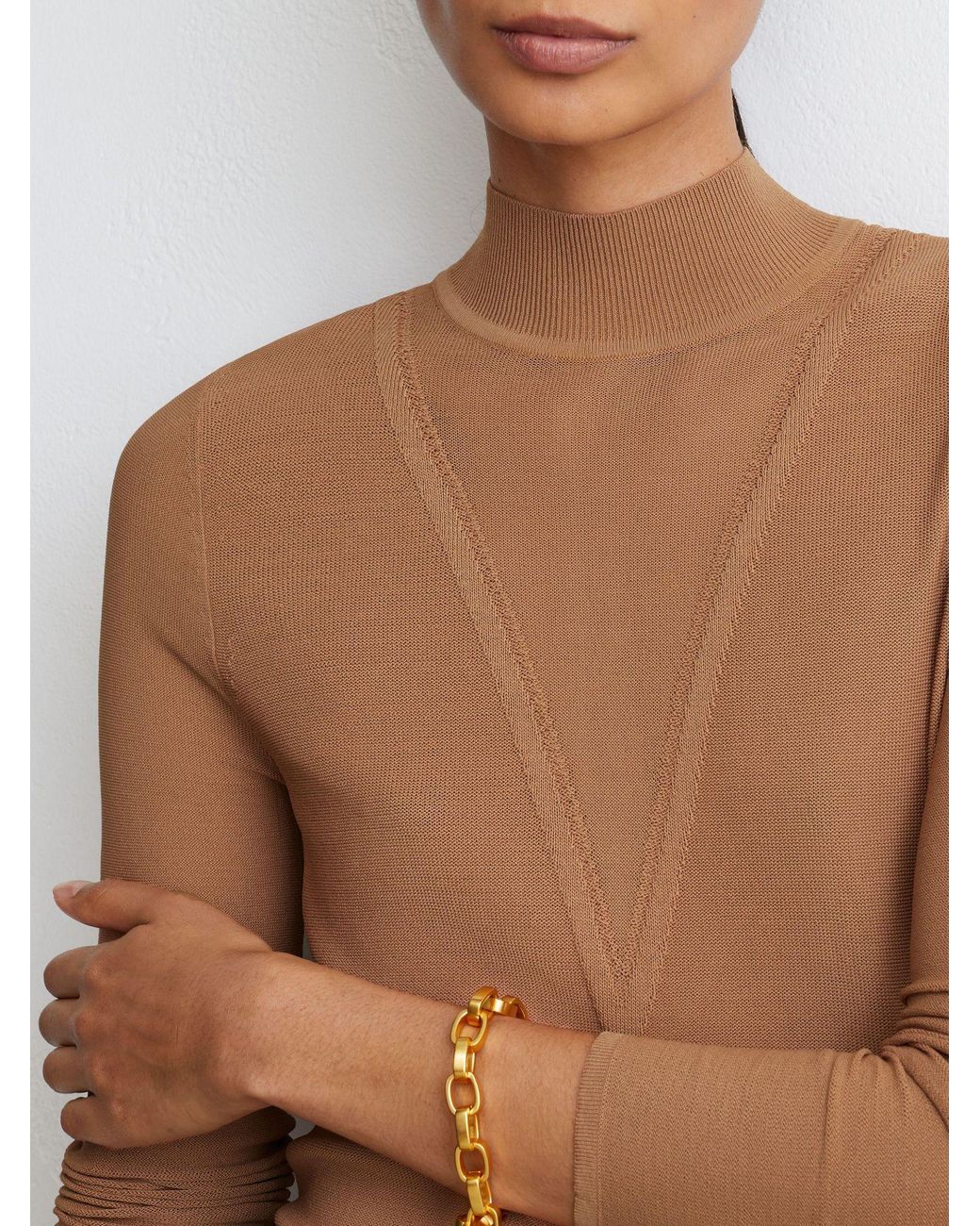 Reiss Gray Sheer-Detail Long-Sleeve Knitted Top
