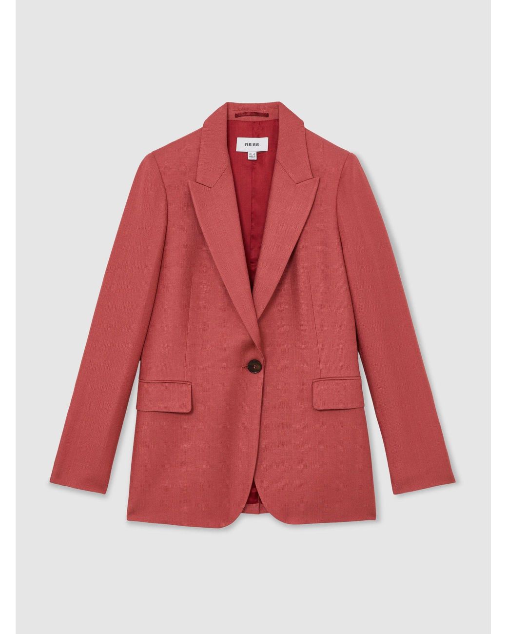 Reiss Red Burnt Jules Petite Single-Breasted Peak-Lapel Suit Blazer