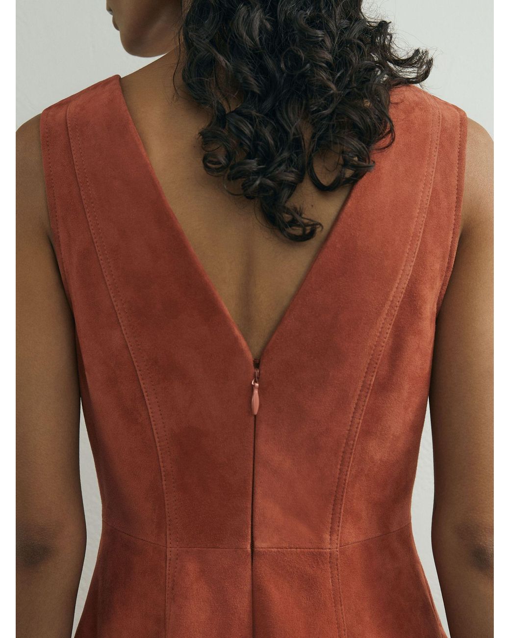 ATELIER Multicolor Suede Sleeveless Midi Dress