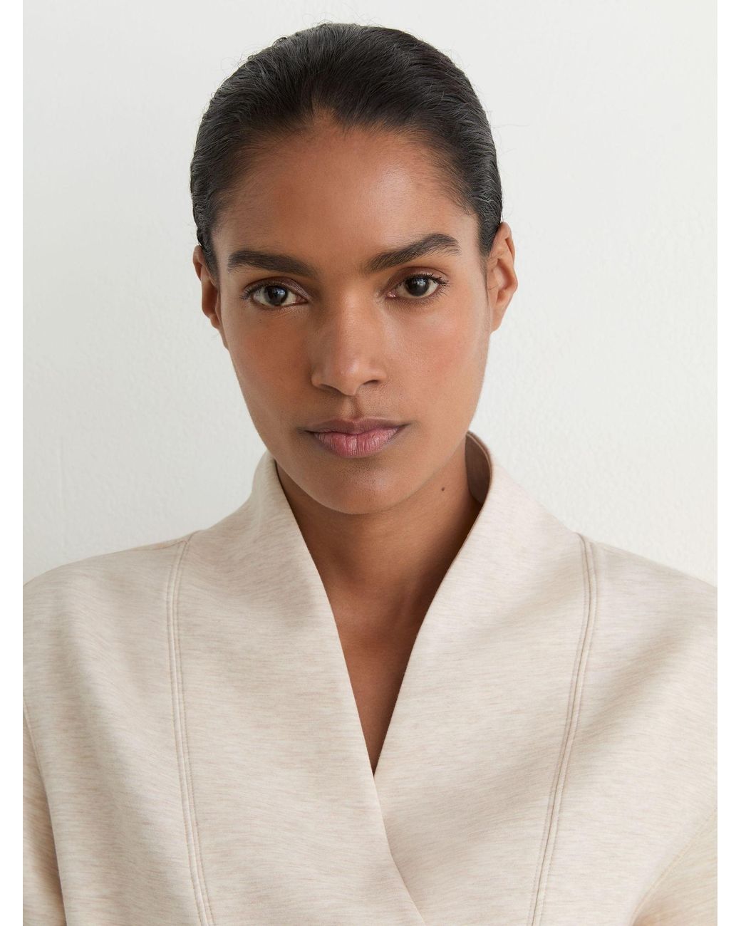 Reiss Natural Premium Interlock Shawl-Neck Sweatshirt