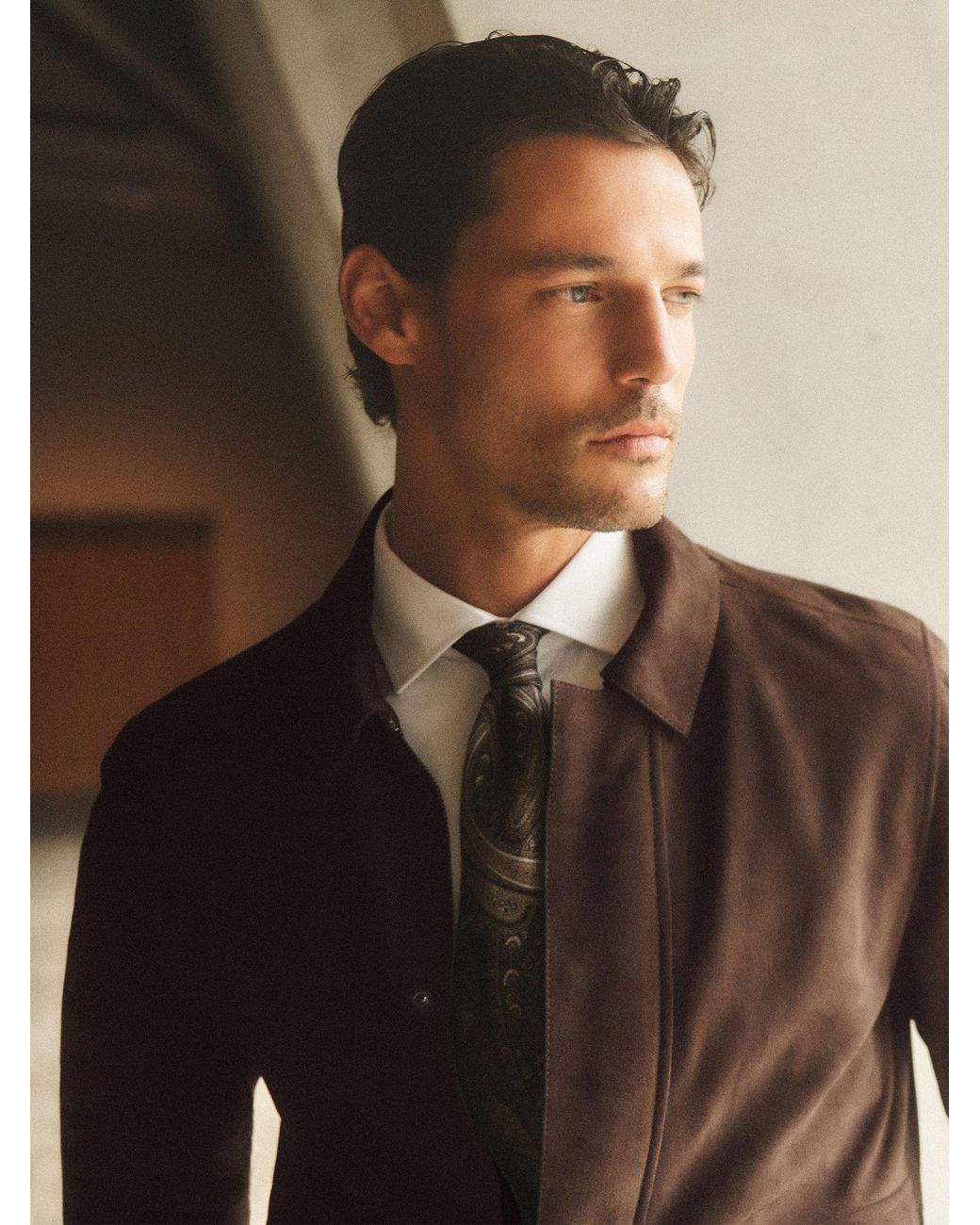 Reiss Brown Suede Twin-Pocket Jacket for men