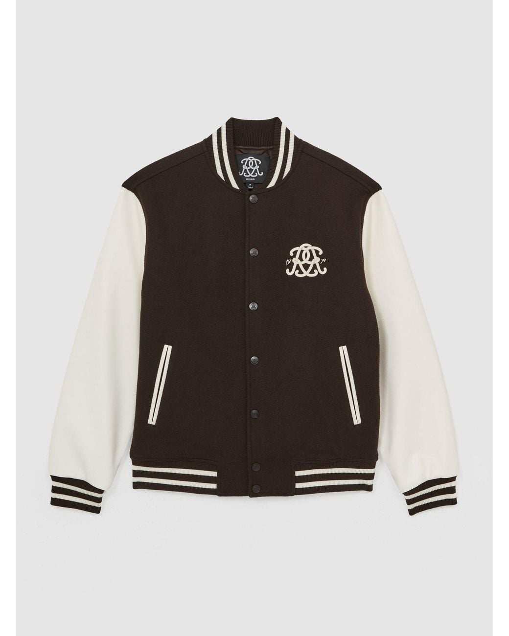 Reiss Natural Monogram Relaxed Varsity Jacket for men