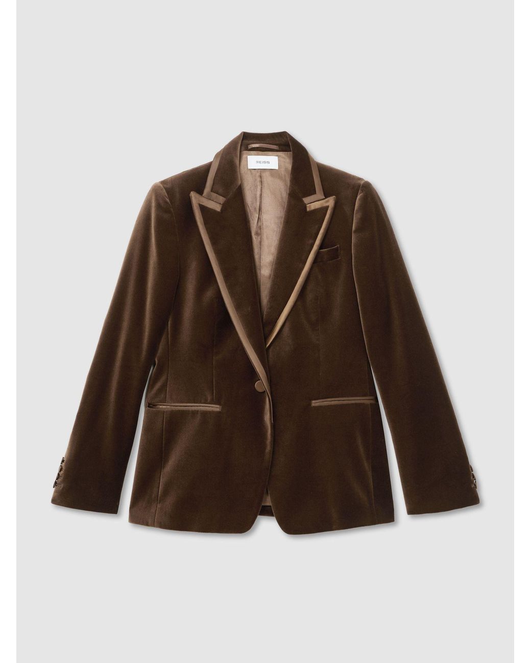 Reiss Black Velvet Satin-Trim Single-Breasted Suit Blazer