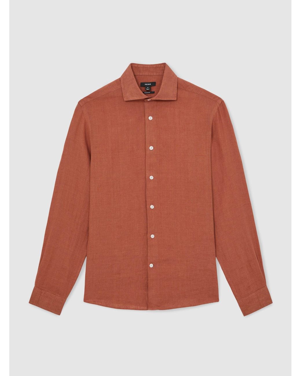 Reiss Red Linen Cutaway-Collar Shirt for men